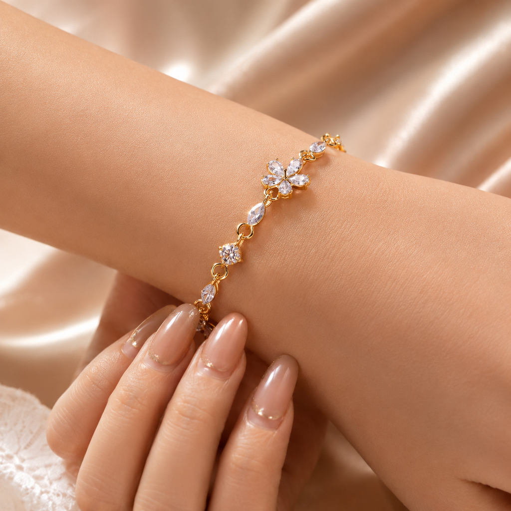 Luxus Zirkonia Blumen Armband