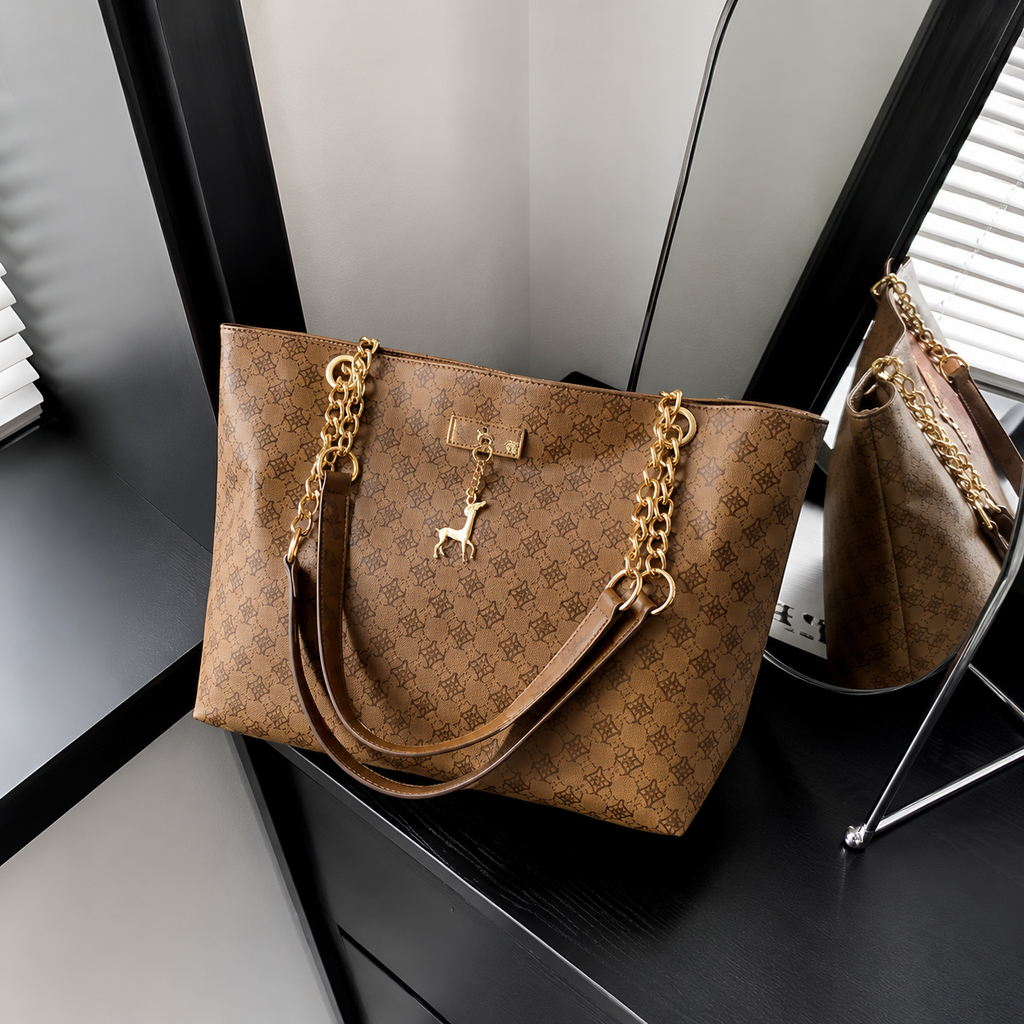 Luxus Soft-Leder Tote Bag mit Golddetails