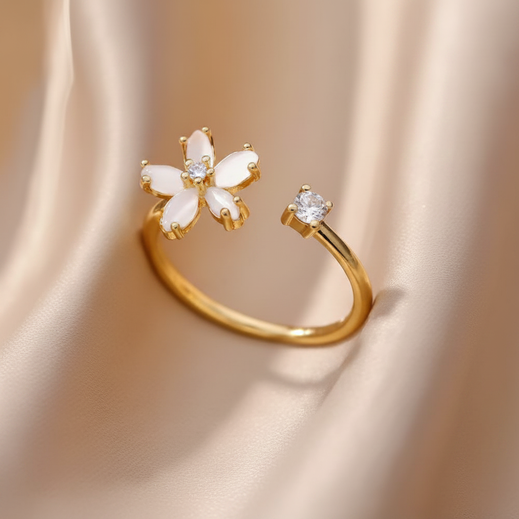 Luxus Zirkonia Edelstahl Ring in Gold