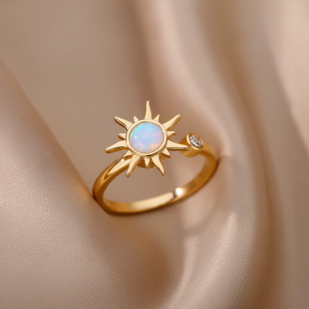 Luxus Zirkonia Edelstahl Ring in Gold