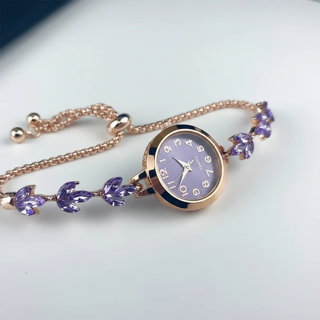 Roségold Kristall Armbanduhr