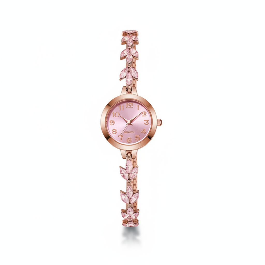 Roségold Kristall Armbanduhr für Damen